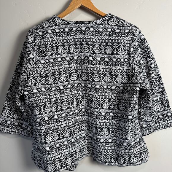 CJ Banks Patterned Open Jacket Women' Size 1X Artsy Aztec Casual Career - Picture 6 of 9